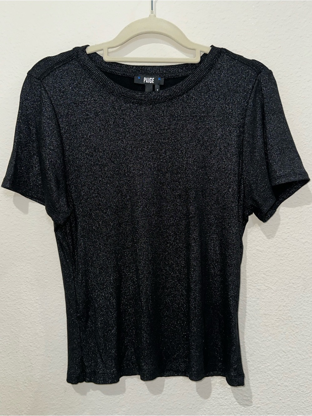 PAIGE‎ Shimmer Black Short Sleeve Crew Tee